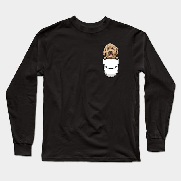 Funny Labradoodle Pocket Dog Long Sleeve T-Shirt by Pet My Dog